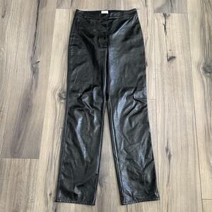 Wilfred Aritzia Size Small Black High Rise Vegan Leather Pants Straight Leg